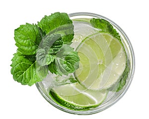 Mojito cocktail, top view, paths photo