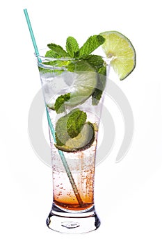 Mojito cocktail on white