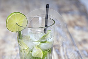 Mojito Cocktail on wooden table