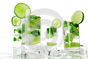 Mojito cocktails on white