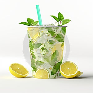 Mojito Cup Mockup On White Background