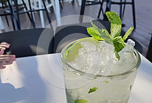 Mojito drik with ice and mint green leaf  summer holidays