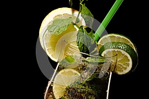 Mojito fresh Coctail isolated on black