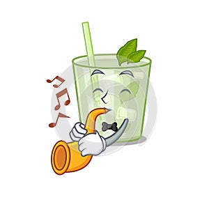 Mojito lemon cocktail musician of cartoon design playing a trumpet