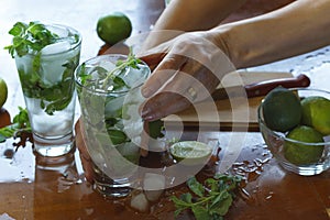 Mojito, summer party, Homemade cocktail, party, Mint, rum, lime,