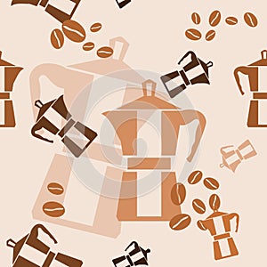 Mokapot Coffee Maker Vector Illustration Soft Colours Seamless Pattern