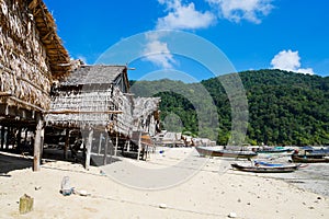 The Moken Sea Gypsy Village at Koh Surin on the Mu Ko Surin National Park, Surin Islands of Thailand.