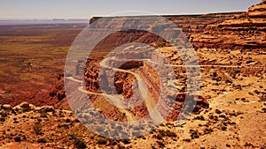 Moki Dugway Dirt Road Switchbacks in Cliff Bear Ears National Monument Zoom In Utah Southwest USA