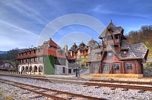 Mokra Gora, Wooden Town / Mechavnik/, train station - Town which was build for the film `Life is a miracle` by Emir Kusturica