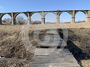 Mokrinsky railway bridge - historical reinforced concrete arched viaduct