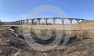 Mokrinsky railway bridge - historical reinforced concrete arched viaduct