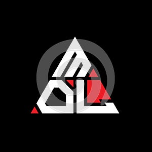 MOL triangle letter logo design with triangle shape. MOL triangle logo design monogram. MOL triangle vector logo template with red