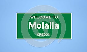 Molalla, Oregon city limit sign. Town sign from the USA.