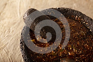 Homemade Mexican Salsa de Molcajete photo