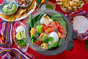 Molcajete for chile ranchera chili sauce