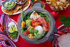 Molcajete for chile ranchera chili sauce