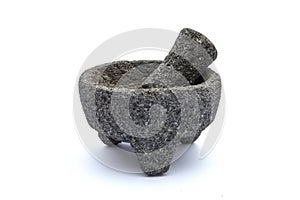 Molcajete detail in white background