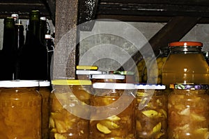 mold in basement.Preserves in jars in home cellar