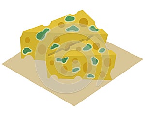 Mold on Cheeses Isolated on White Background