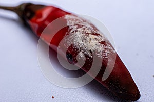 Mold growing on a red hot chilli