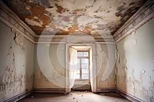 mold growth on damaged ceiling corner