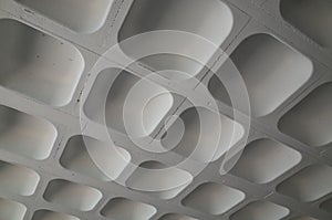 The molded concrete ceiling of a car park