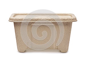 Molded paper pulp packaging container