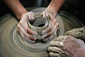 Molding clay vase
