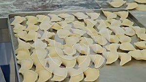 Molding of dumplings in the production workshop
