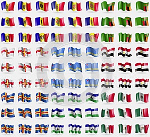 Moldova, Andorra, Zambia, Guernsey, Aruba, Egypt, Aland, Lesothe, Mexico. Big set of 81 flags.