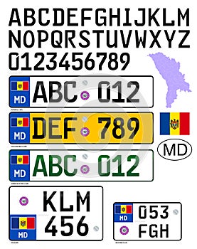 Moldova car and various license plate, Europe