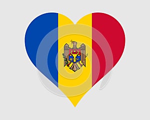 Moldova Heart Flag. Moldovan Love Shape Country Nation National Flag. Republic of Moldova Banner Icon Sign Symbol. EPS Vector