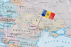 Moldova map and flag pin