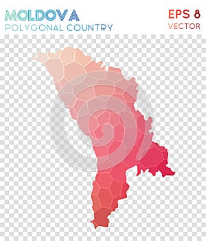 Moldova polygonal map, mosaic style country.