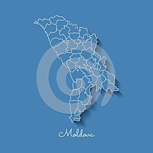 Moldova region map: blue with white outline and.