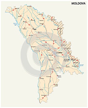 Moldova-transnistria road vector map
