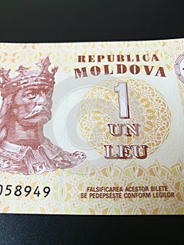 Moldovan leu, close up of Moldova paper bank note