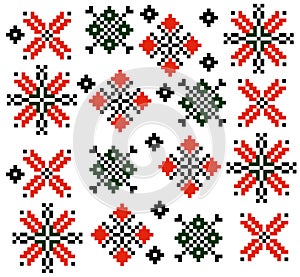 Moldovan Romanian ethnic ornament pattern set collection Vector photo
