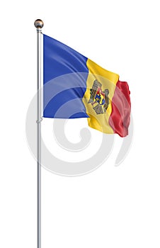 Moldovia flag blowing in the wind. Background texture. 3d rendering, wave. Kishinyov - Illustration. Isolated on white photo