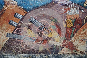 Moldovita, Siege of Constantinople fresco, particu