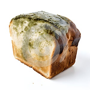 Moldy bread isolated on white background rotten food