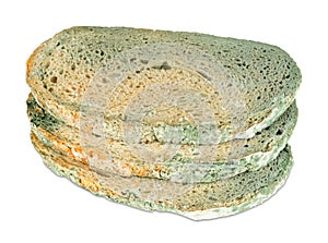 Moldy bread slices