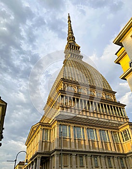 Mole Antonelliana dome in the center of Torino, Italy