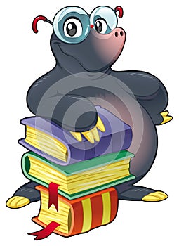 Mole with books.