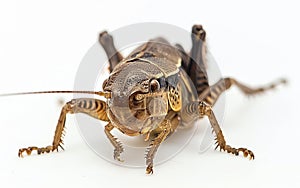 Mole Cricket Insect on Clean White -Generative ai