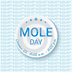 Mole Day vector illustration. Holiday celebrated among chemists and chemistry enthusiasts on October 23. National