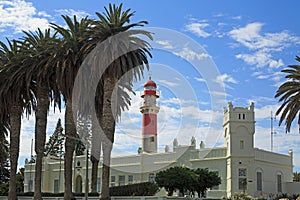 The Mole Lighthouse and Government buildings in Swakopmund