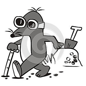 Mole and stick for the blind, vector illustration