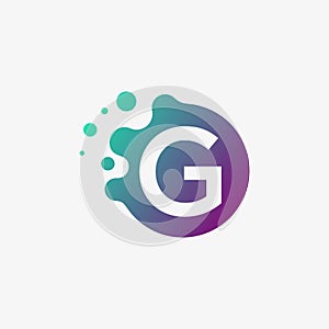 Molecul logo design template with letter G inside, biology, connect, initial