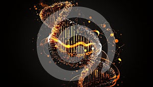 A molecula dna structure on a dark background.